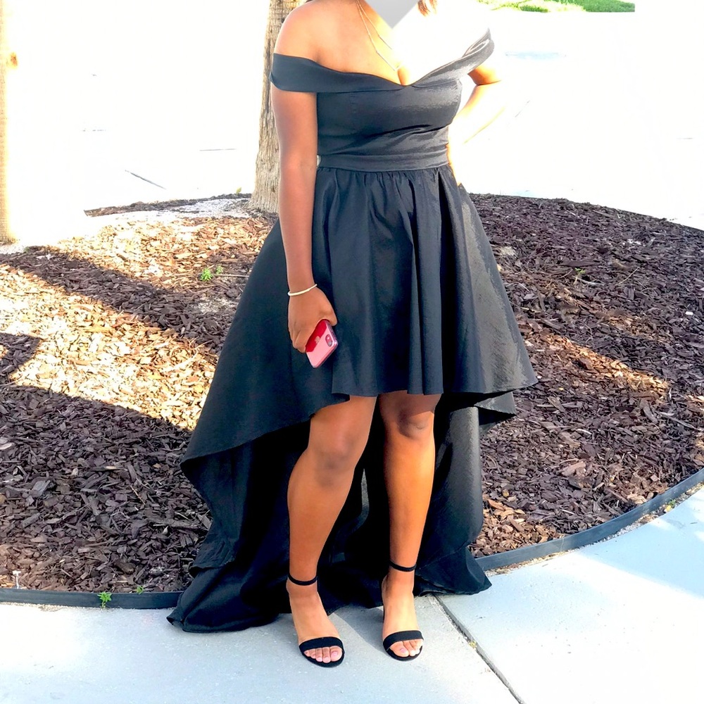 Prom dress black off the shoulder formal dress